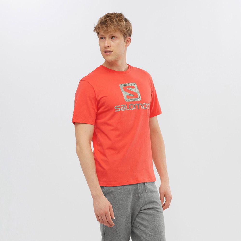 SALOMON OUTLIFE LOGO Philippines - Men's Tee Shirt - Orange | 394701-AUQ